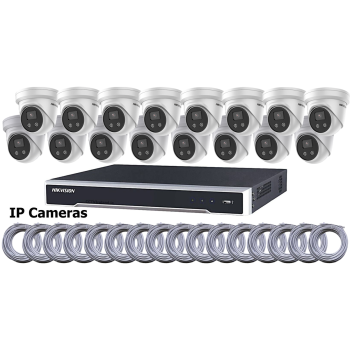Sixteen Camera CCTV Kit with 4MP IP DarkFighter Cameras from HIKVision 8TB