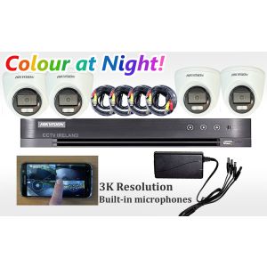 HIKVision Four Camera Turbo CCTV Kit with 5MP Hybrid ColorVu Cameras with mics 1TB