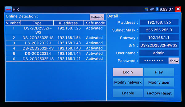 TESTER7-IP-3HD HIKVision IP Cameras using the SADP tool